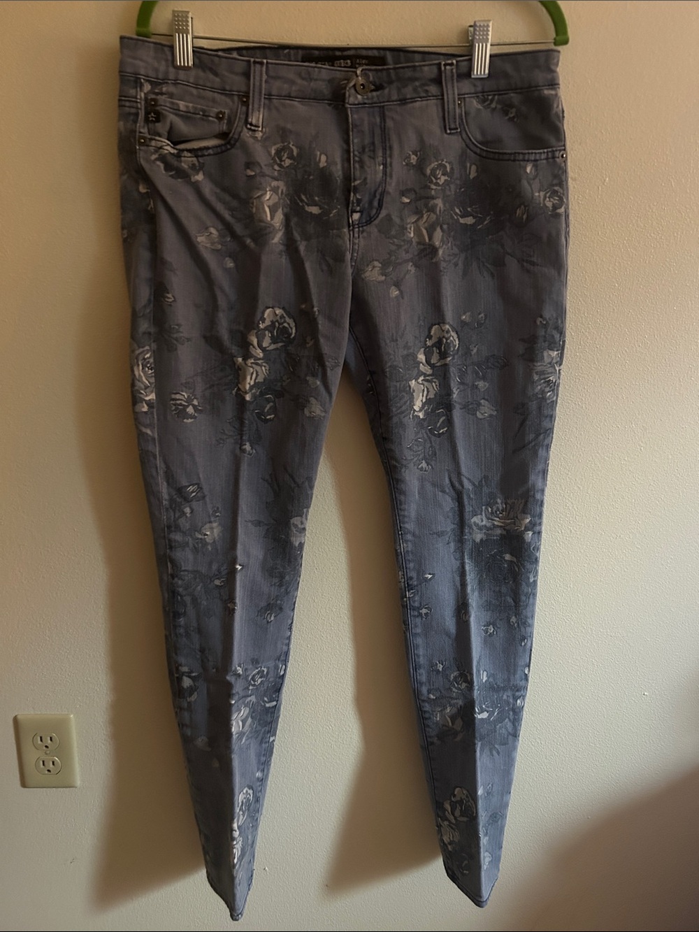 Big Star 1974 Alex 32 Floral Indigo Rose Print Midrise Skinny Women's Jeans
